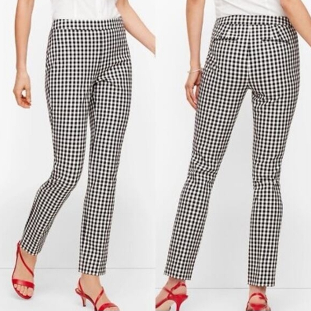 TALBOTS CHATHAM CHECKERED ANKLE SIDE ZIP PANTS